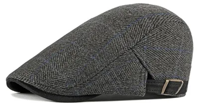 Produktbild von Schiebermütze Herren Tweed Vintage Flatcap Verstellbar Schwarz M-L