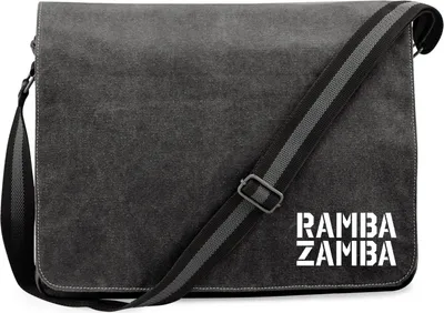 Produktbild von Huuraa Umhängetasche Rambazamba Schriftzug 14 Liter Black Canvas Laptoptasche Geschenkidee