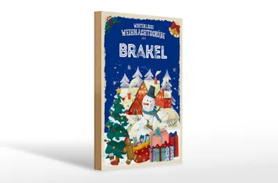 Produktbild von Holzschild Weihnachtsgrüße aus BRAKEL Geschenk 20x30cm
