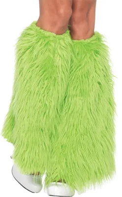 Fellstulpen neon-grün Stulpen aus Plüschstulpen Fasching 70er 80er 90er Jahre Kostüm-Zubehör Fasching Karneval Mottoparty
