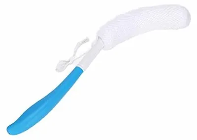 Obrázek produktu pro Kartáč na tělo s jemnou houbičkou – kartáč na sprchování s dlouhou rukojetí – exfoliující kartáč – kartáč na záda – protiskluzová rukojeť – vhodné pro seniory
