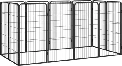 Produktbild von 12-tlg. Hundelaufstall Schwarz 50x100cm Stahl Pulverbeschichtet