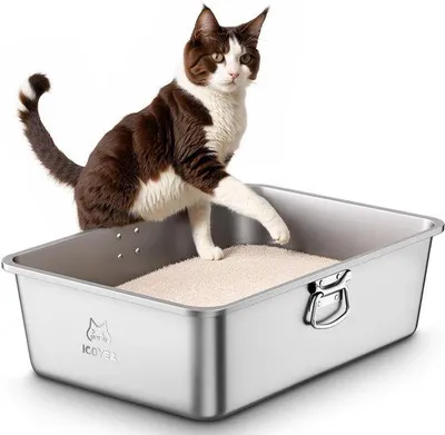 Image de Cage pour chat XXL en métal, acier inoxydable, 60 x 40 x 20 cm, inodore, facile à nettoyer