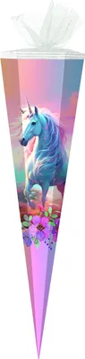 Produktbild von Schultüte / Zuckertüte / 50cm / eckig / "Einhorn"