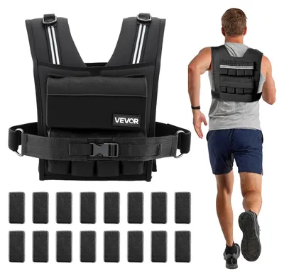 Immagine prodotto di VEVOR Gilet Zavorrato per Esercizio, Giubbotto Zavorrato con Peso Regolabile con Pesi in Ferro Spalline Strisce Riflettenti per Allenamento Fisico Forza Resistenza Fitness Corsa Jogging, Palestra