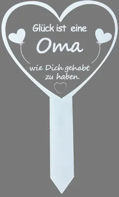 Grabstecker Herz mit Spruch, 16x26 cm, wetterfest, weiß
