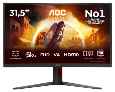 Produktbild von AOC G4 C32G4Z, 80 cm (31.5"), 1920 x 1080 Pixel, Full HD, LCD, 4 ms, Schwarz, Rot