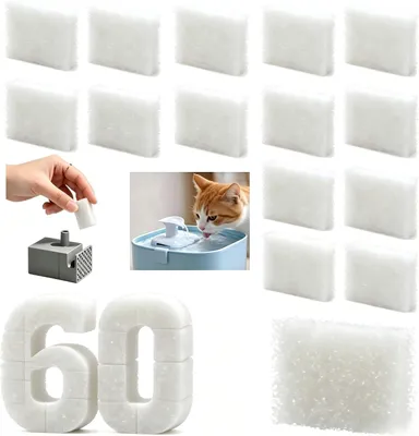 Imagen del producto de Filtros para fuentes de agua para mascotas, de 35 x 25 x 9 mm, paquete de 60 unidades, para agua potable limpia