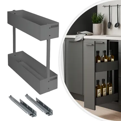 Produktbild von Schrankauszug Küche 2 Etagen 150mm Rechts Softclose WOPLUS Anthrazit