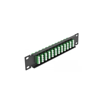 Produktbild von DeLOCK 10″ LWL Patchpanel 12 Port LC Quad grün 1 HE schwarz, Faser, LC, Grün, Grau, Metall, Rackeinbau, 1U