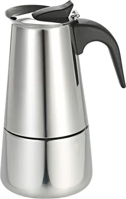 Obrázek produktu pro Italská konvice na espresso z nerezové oceli na 2/4/6/9 šálků. Vhodný pro plynové, sklokeramické a elektrické sporáky. Pro domácí i kancelářské použití. Moka konvička.