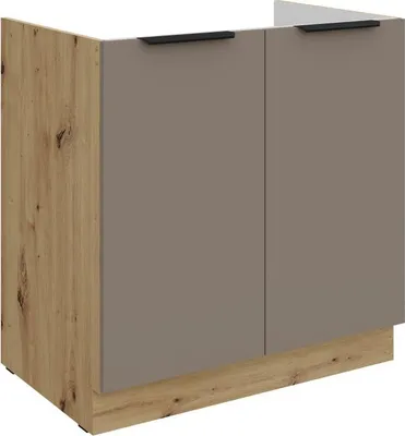Produktbild von LUNARA Spülenschrank – Breite 80 cm, Dunkelbeige / Eiche Artisan