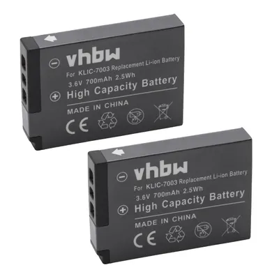 Produktbild von vhbw 2x Akku Ersatz für Kodak Klic-7003 für Kamera (700 mAh, 3,6 V, Li-Ion)