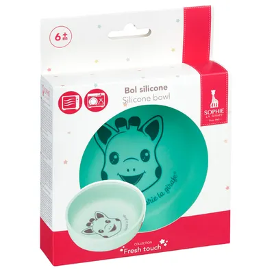 Imagen del producto de Vulli, plato de silicona para bebés - Sophie la jirafa - azul claro - antideslizante
