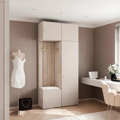 Produktbild von Garderobe ARIA 10 112 cm Kaschmir Gepolstert Kaschmir Soft-Close Knopfgriffe Gold