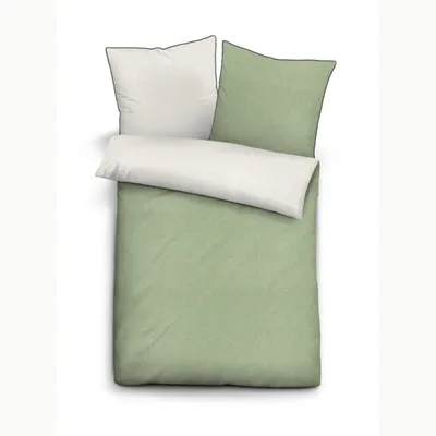 Produktbild von Biberna Melange Flanell-Wendebettwäsche 0840500-426, Größe 200x200 cm, pistaziengrün