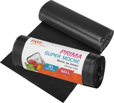 Produktbild von Schwarze, extra starke Müllsäcke aus PRIMA LDPE, 60 l, 10 Stück, für gemischten Abfall