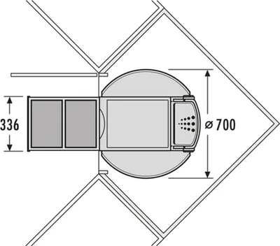 Zdjęcie produktu dla Hailo New Rondo 3 – wbudowany kosz na śmieci 90 x 90 cm do szafki narożnej z systemem segregacji odpadów 360°
