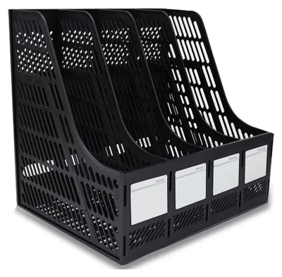 Productafbeelding van Opbergrek documentenhouder - Opbergrek kunststof - Viervoudig - Zwart - 32,5 x 26,2 x 31,3 cm
