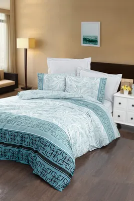 Produktbild von L'Essentiel Linge de Maison, Vena - Mint, Satin-Einzelbettbezug-Set (DE), 100 % Baumwollsatin, Minze, 135 x 200 cm