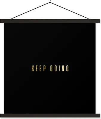 Produktbild von MuchoWow® Textilposter Zitate - Motivation - Gold - Schwarz 90x90 cm mit schwarzem Rahmen - Magnetisches