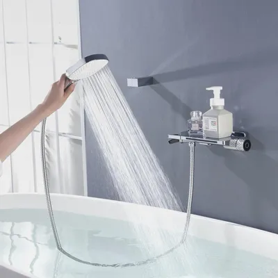 Produktbild von Badewanne Armatur Wandmontage Wasserfall für Badezimmer Bad Wasserhahn für Badezimmer Bad mit 3 Modi Handbrause PTBC10E