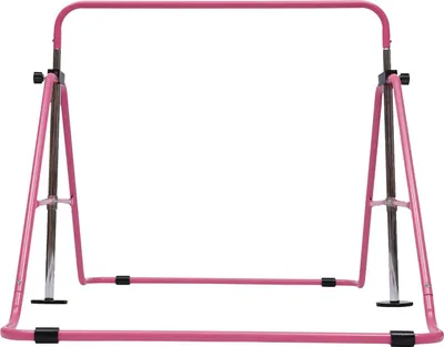 Obrázek produktu pro Dětská gymnastická hrazda – hrazda do interiéru – skládací – 5stupňové nastavení výšky – nosnost 150 kg – pro děti ve věku 3–6 let – růžová