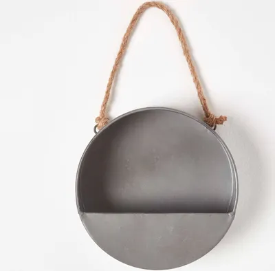 Image de HOMESCAPES Petit pot rond suspendu en métal, 20 cm