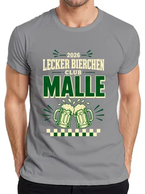 Imagen del producto de Camiseta para hombre, color gris, talla S, con el texto "Lecker Bierchen Club Malle 2026 Mallorca Party Saufen Ballermann"