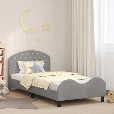 Produktbild von Maison Exclusive - Kinderbettgestell mit Kopfteil Hellgrau 80 x 200 cm Samt