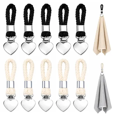 10er Set Metall-Handtuchclips, 5x Beige & 5x Schwarz