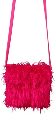 Umhängetasche pink aus Kunstfell für Hippie Kostüme