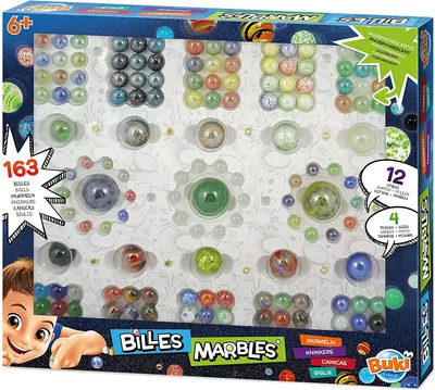 Produktbild von Buki Murmelspielset - Glasmurmeln im Koffer - 163 Stck