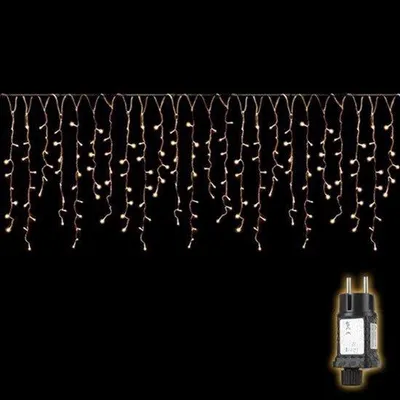 Productafbeelding van LED Lichtgordijn IJsregen - 5 Meter Warm Wit - 200 LED's - Koper - Voor Binnen - Decoratieve Kerstverlichting