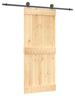 Image de Porte coulissante Naturel et noir 85 x 210 cm
