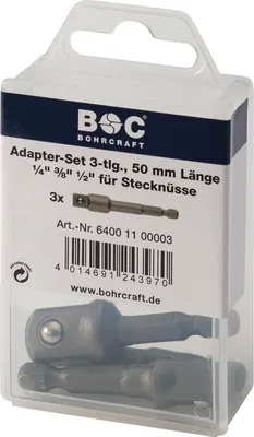 Obrázok produktu pre BOHRCRAFT sada adaptérov na bity 1/4", 3/8", 1/2" dĺžka 50 mm 3-dielna sada