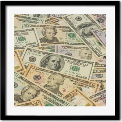Produktbild von Bild - 50 cm x 50 cm - MDF - Rahmen, Wandkunst - Dollarbanknoten