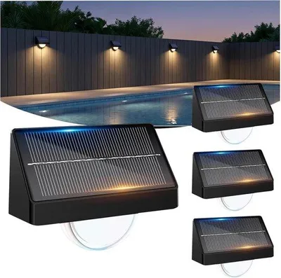 Produktbild von 4 Solarlampen für den Garten, ideal für den Außenbereich, mit 8 Farben und 3 Modi - IP65 wasserdichte Solarlampen für Terrasse, Treppen und Zäune - ideal