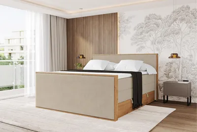 Produktbild von ALTDECOR BOXSPRINGBETT mit 2xBettkasten und Lattenrost, Topper, Boxbett, Polsterbett mit Bettkasten mit Stauraum und Kopfteil mit Matratze H3/H4 - LOLLI9-Z-KING 200x200 Creme