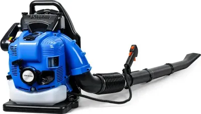 Produktbild von Rückentragbares Laubgebläse - Benzin 4‑Takt - 2,6 kW - 7000 U/min - 750 CFM Luftmenge - 205 mph Luftgeschwindigkeit - Für Garten & Schneeräumung - Blau