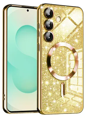 Produktbild von Techsuit Luxury Glitter Back Cover Hülle mit MagSafe für Samsung Galaxy S25 Plus - Gold