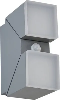A modern LED wall light with a sensor.