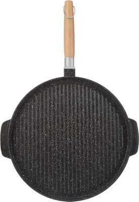 Grillpfanne 32 cm, antihaftbeschichtet, abnehmbarer Griff, glatt/geriffelt