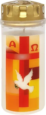Produktbild von AETERNA Grablicht Osterkerze "Kreuz Orange/Rot mit Friedenstaube"