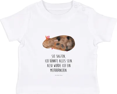Produktbild von Mr. & Mrs. Panda  T-Shirt Einhorn Meerschweinchen 6. - 12. Monat - Weiß - Geschenk, Babyshirt, Meerschwein, Unicorn, Baby Baumwollshirt, Meerhörnchen, Kinder Top