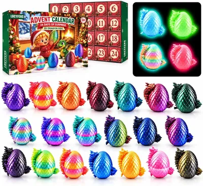 Obrázek produktu pro Adventní kalendář s 3D tištěnými dračími vejci – fidget hračka