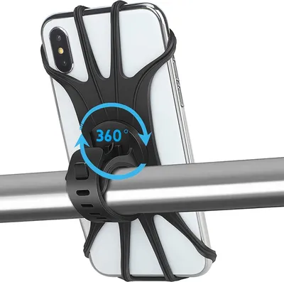 Produktbild von Silikon-Fahrradhalterung für Handys – 360° drehbar – Handyhalterung – Kompatibel mit iPhone SE/11/12/13/14 Pro Max/X/XS Max/XR/8" bis 6,5"