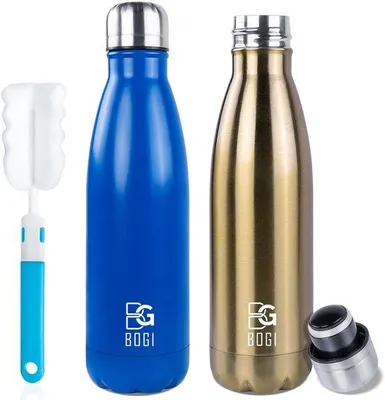 Image de Bouteille isotherme en acier inoxydable, à double paroi, sous vide, étanche, pour boissons chaudes et froides, pour les activités de plein air, lot de 2