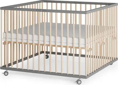 Produktbild von Laufgitter 100x100 cm faltbar mit SleepPlus Matratze - grau/natur