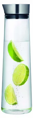 Wasserkaraffe 1L, Edelstahl, Glas, Silikon, tropffrei